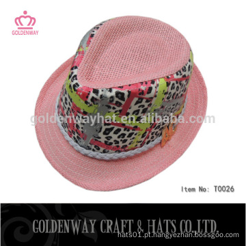 Moda rosa adorável papel fedora chapéus para criança